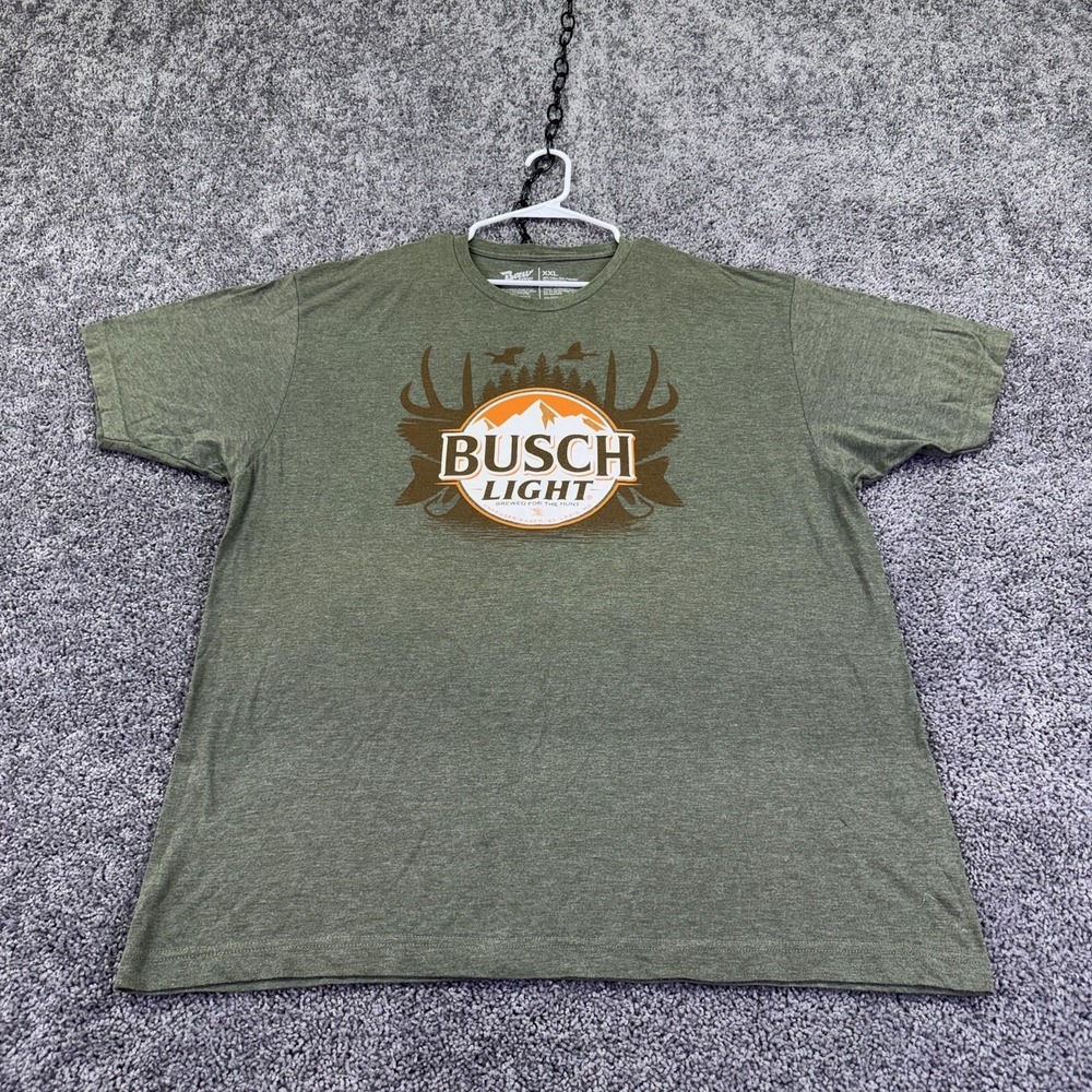 Brew City Shirt Mens 2XL Green Busch Light Deer Antlers Hunt Graphic Tee Beer